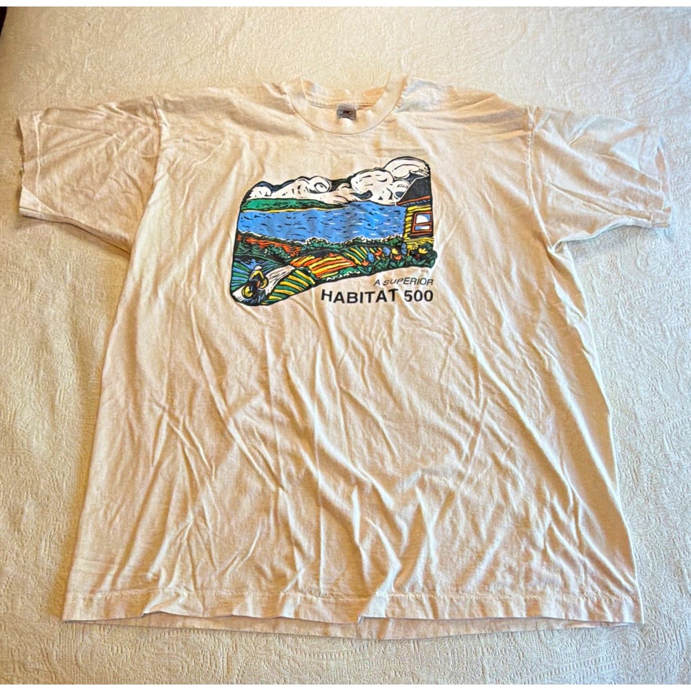 Vintage Fruit of the Loom Habitat 500 Bike Tee White 3XL Single Stitch